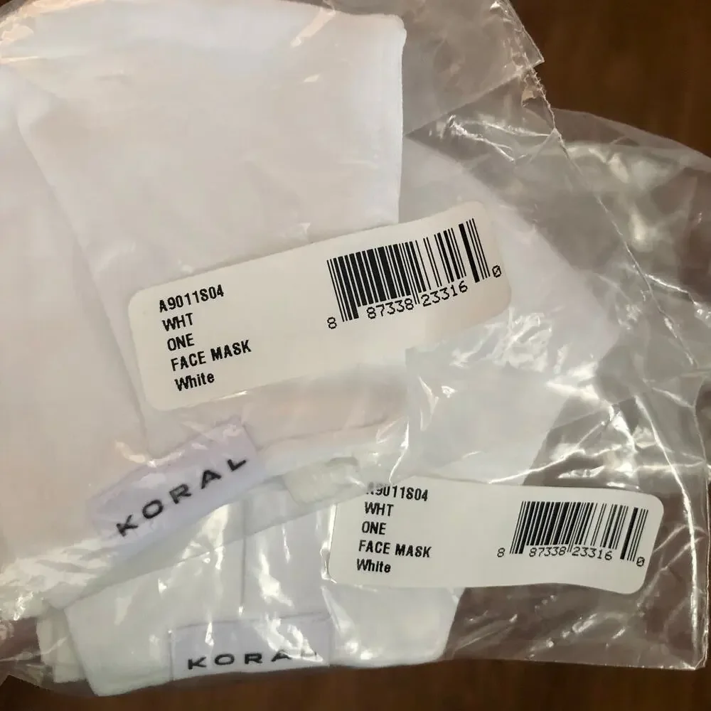 Koral Two Pack White Facial Masks with Elastic Ear Loop